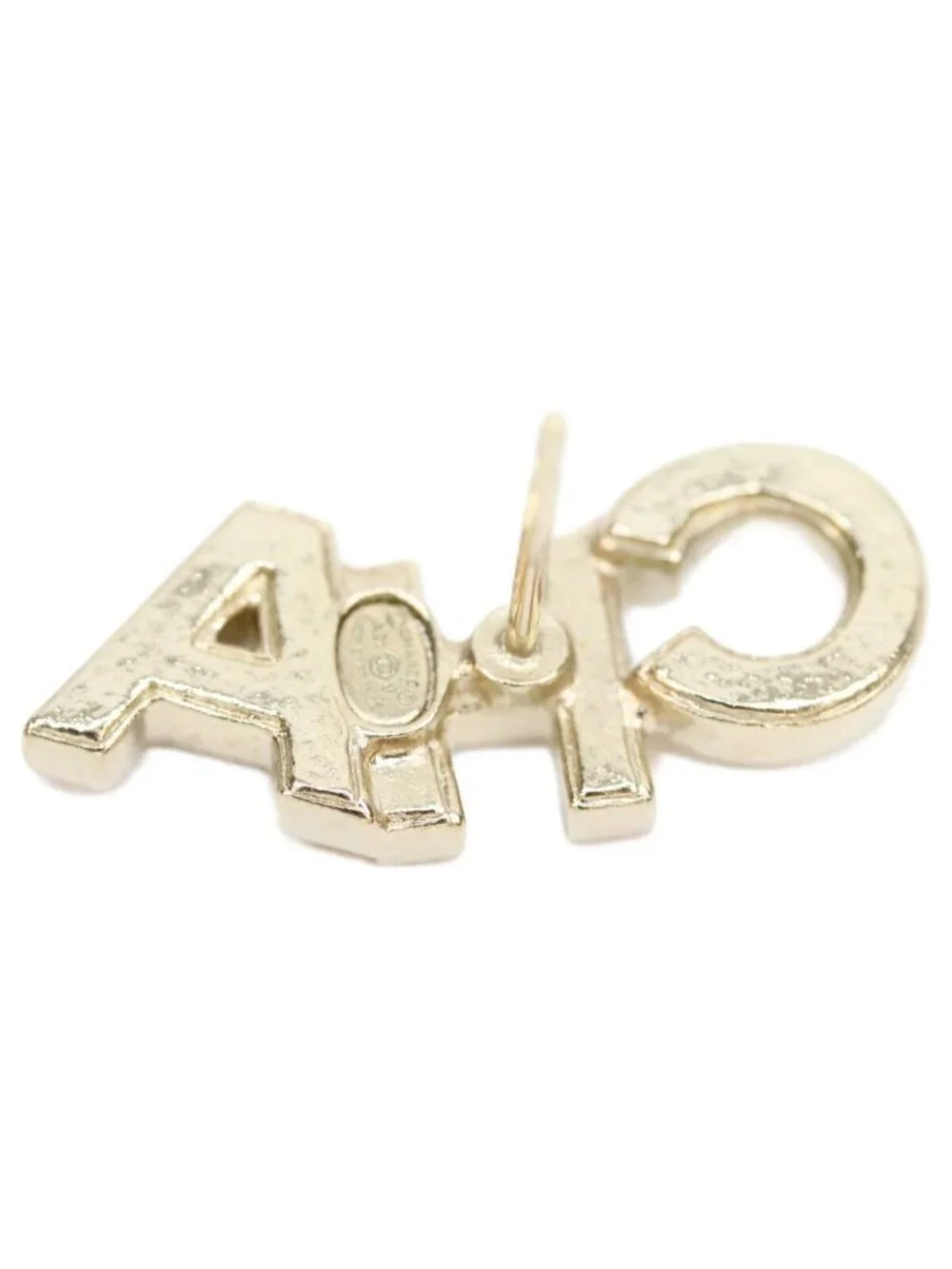 Chanel Gold Rhinestone Logo Earrings